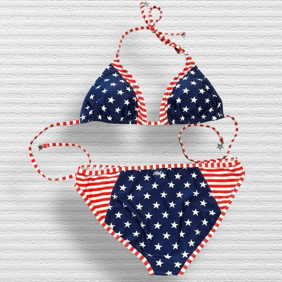 Heat Swimwear Patriotic Triangle Top And Classic Bottoms Bikini - Picture 1 of 5